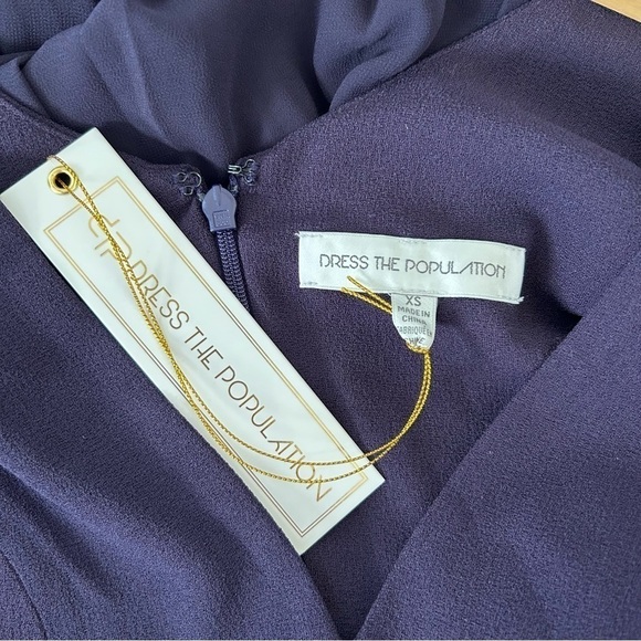 Dress The Population Corey Romantic Cap Sleeve Midi Dress in Midnight Blue sz XS - Picture 4 of 7